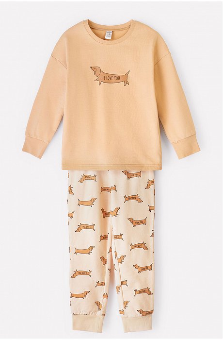 Теплая детская пижама из футера с начесом Crockid