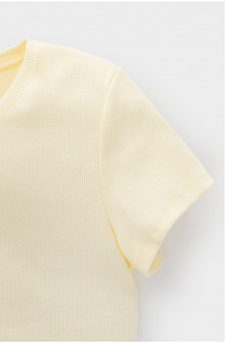 Укороченная футболка в рубчик из кашкорсе для девочки Cubby