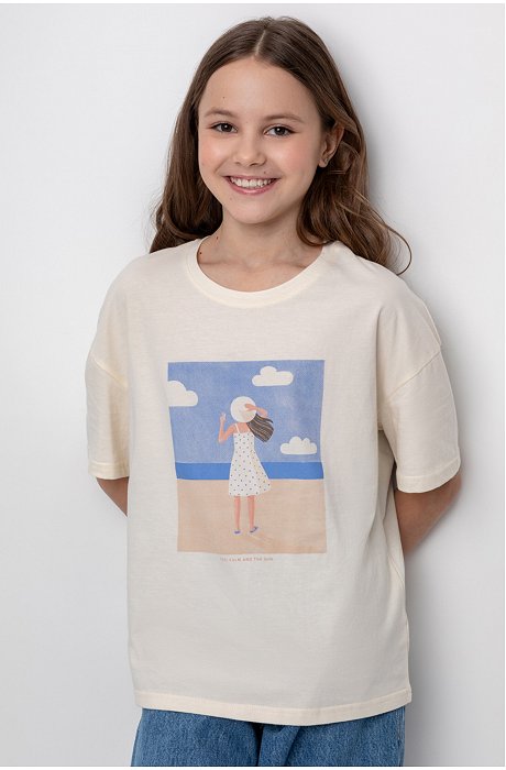 Хлопковая футболка оверсайз для девочки Cubby