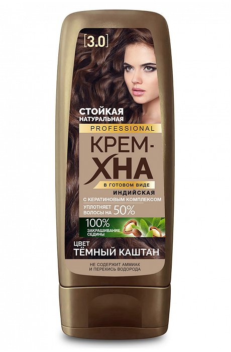 Крем-хна Индийская в готовом виде цвет Темный каштан 140 мл Fito косметик