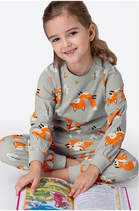 Хлопковая пижама для девочки Happy Fox