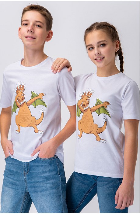 Детская футболка с принтом дракон Happy Fox