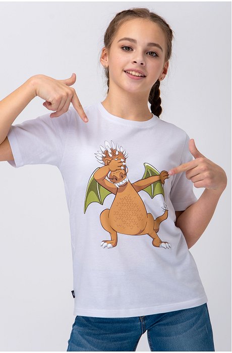 Детская футболка с принтом дракон Happy Fox