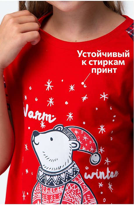 Новогодняя сорочка для девочки из хлопка Happy Fox