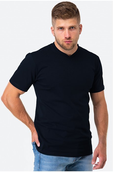 Мужская хлопковая футболка с V-вырезом Happy Fox