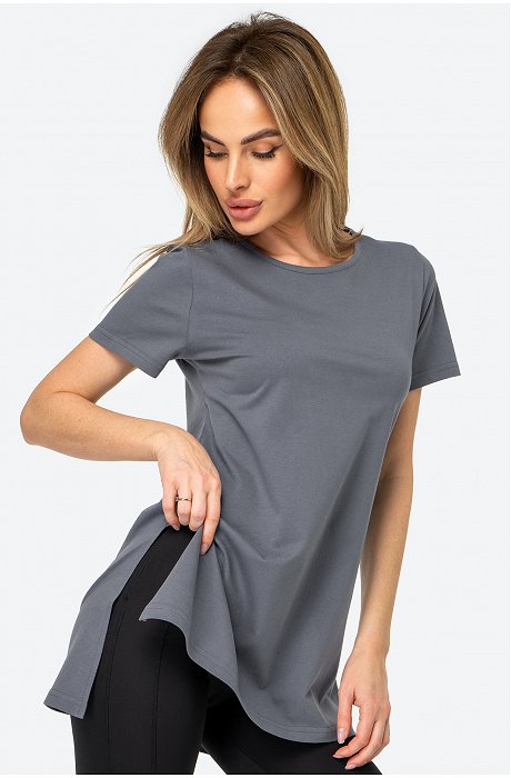 Удлиненная женская футболка с разрезами Happy Fox
