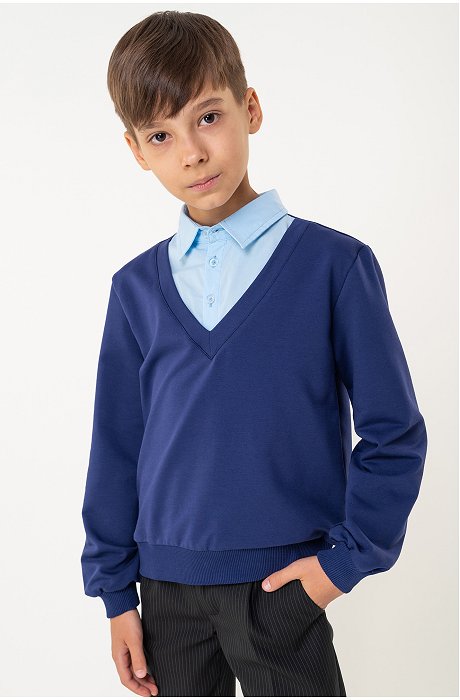 Джемпер-рубашка из футера для мальчика Bonito