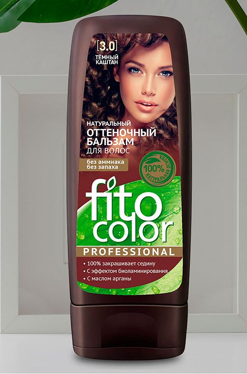 Бальзам для волос натуральный оттеночный Fito Color Professional тон Темный каштан 140 мл Fito косметик