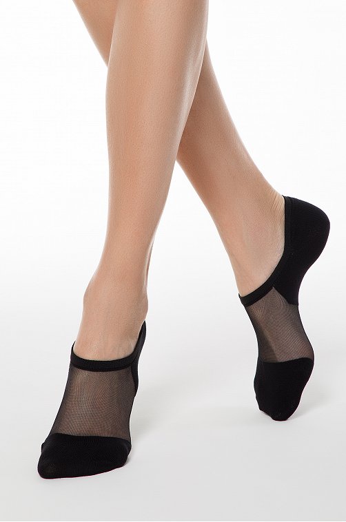 женские носки укороченные с капроновой вставкой Conte Elegant 6585427  черный купить оптом в HappyWear.ru
