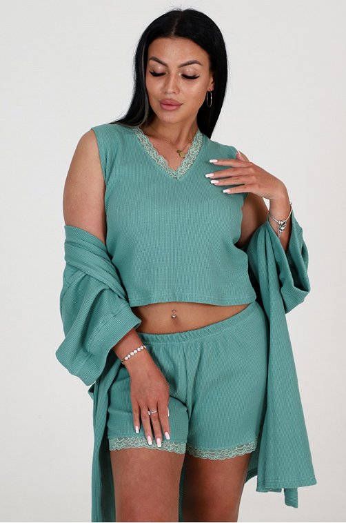 Женский пеньюар с пижамой из вафельного полотна А-Дина Текс