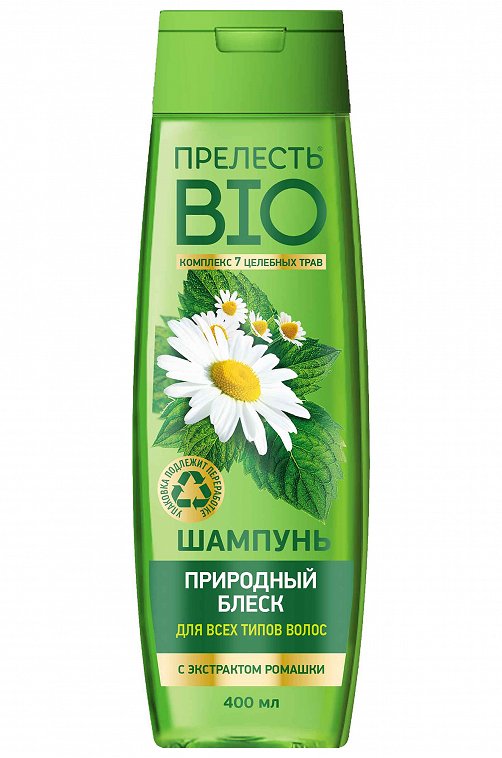Шампунь для волос Прелесть Био Природный блеск для всех типов волос, 400 мл Прелесть Био