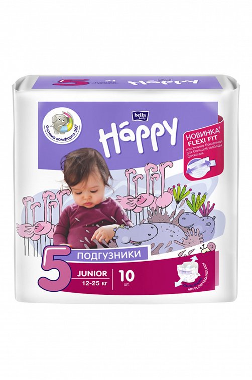 Подгузники для детей Junior вес 12-25 кг 10 шт Bella Baby Happy
