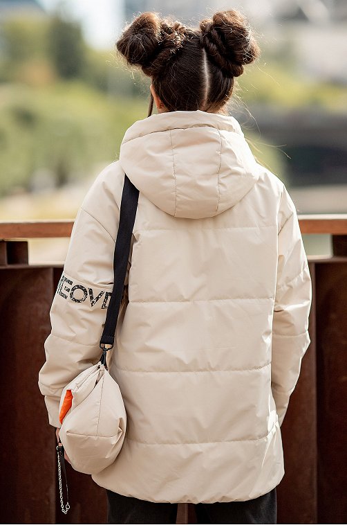 Демисезонная удлиненная куртка для девочки с сумкой-шоппером Batik