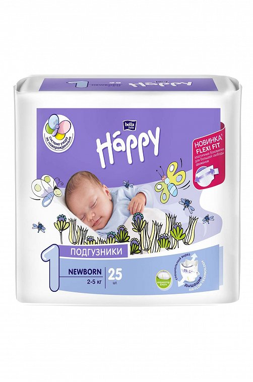 Подгузники для детей Newborn 2-5 кг 25 шт Bella Baby Happy