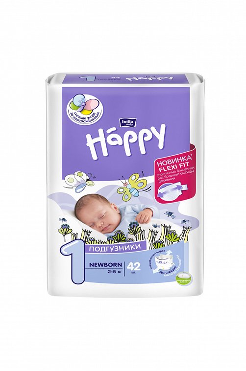 Подгузники для детей Newborn 2-5 кг 42 шт Bella Baby Happy