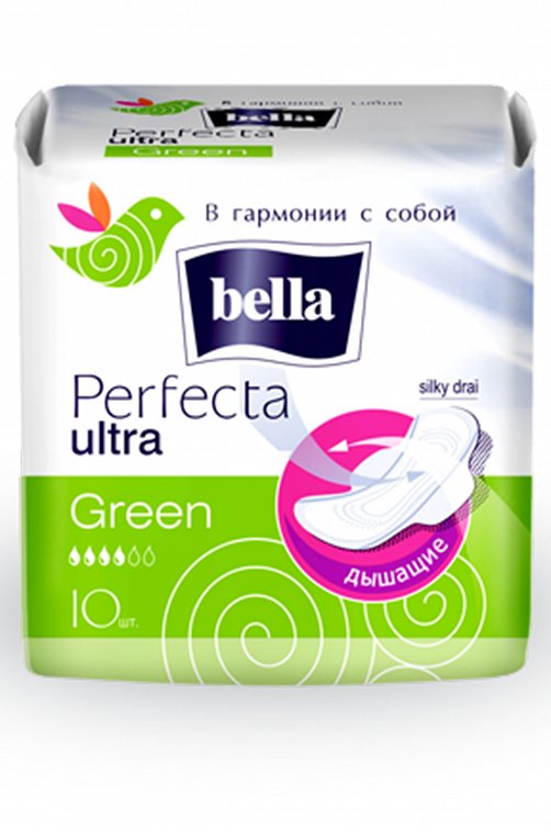 Прокладки супертонкие Perfecta Ultra Green 10 шт Bella