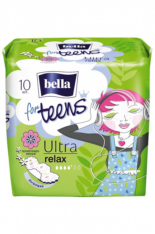 Женские ароматизированные гигиенические ультратонкие прокладки с крылышками bella for teens ultra re Bella