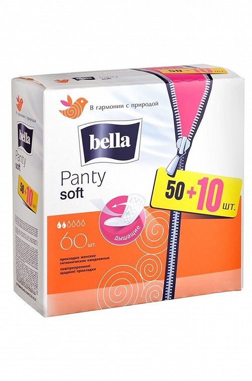 Женские ежедневные прокладки bella panty soft 50+10 шт. Bella