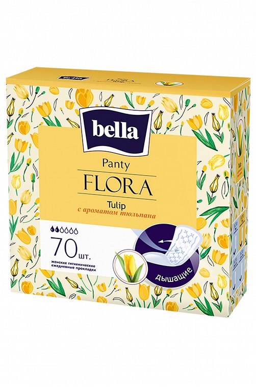 Женские ароматизированные ежедневные прокладки bella FLORA Tulip 70 шт. Bella