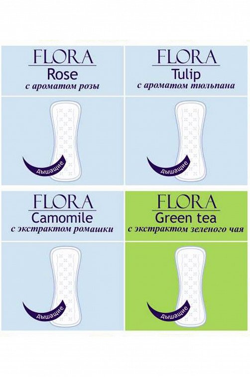 Женские ароматизированные ежедневные прокладки bella FLORA Green tea 70 шт. Bella