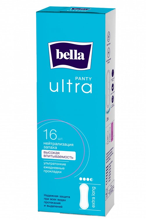 Ультратонкие женские гигиенические ежедневные прокладки Bella PANTY ultra 16 шт, размер extra long Bella