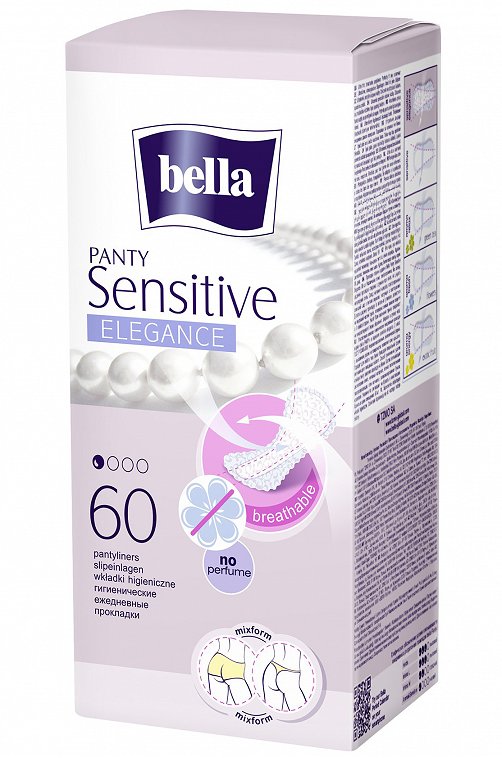Женские ультратонкие ежедневные прокладки bella Panty Sensitive Elegance 60 шт. Bella