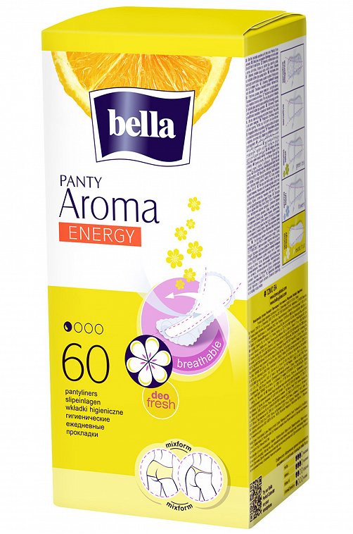 Женские ультратонкие ежедневные прокладки bella panty Aroma Energy 60 шт. Bella