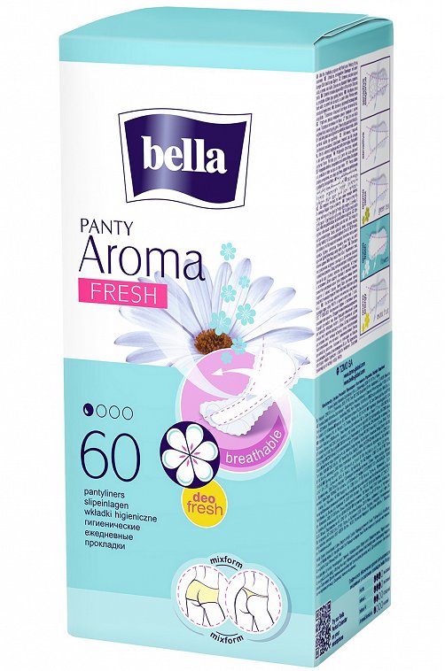 Женские ультратонкие ежедневные прокладки bella panty Aroma fresh 60 шт. Bella