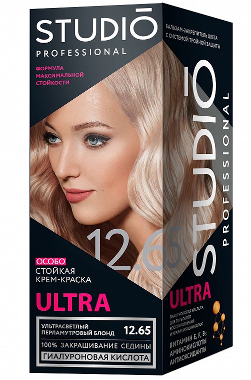 Стойкая крем-краска для седых волос Studio цвет ультрасветлый перламутровый блонд 75 мл БИГ