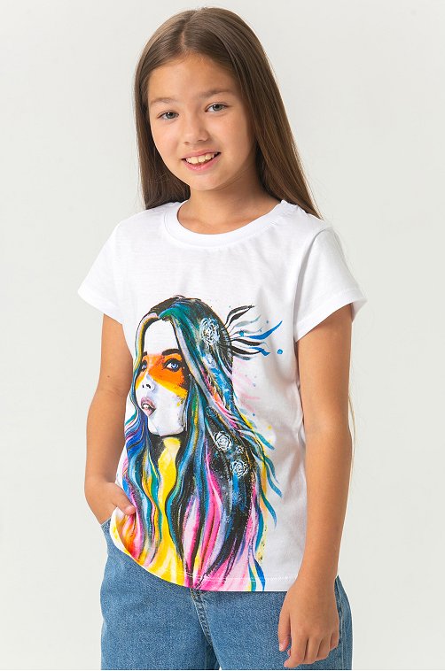 Хлопковая футболка для девочки Bonito