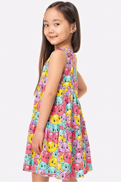 Заказать Летнее платье для девочки TL0031 из муслима цветы розовое - 140-146 размер