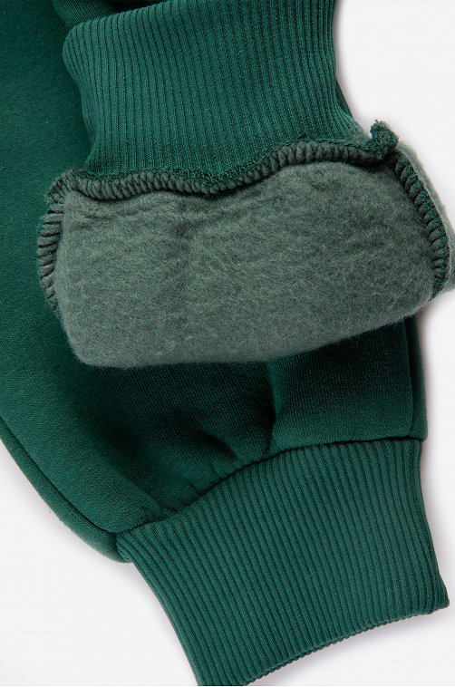 Теплые брюки для мальчика из футера трехнитки с начесом Bonito 6691502зеленый купить оптом в HappyWear.ru
