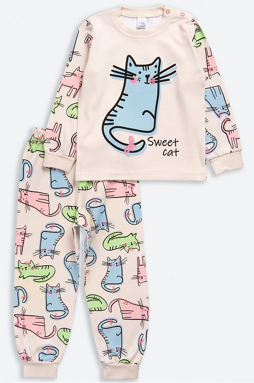 Хлопковая пижама из интерлока для девочки Bonito