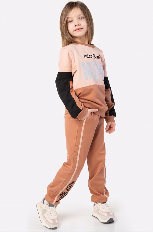 Теплый костюм для девочки из футера трехнитки с начесом Bonito