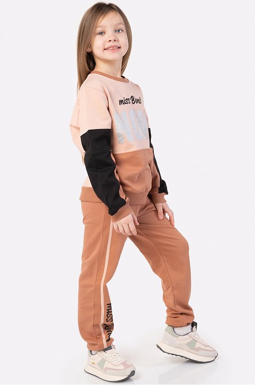 Теплый костюм для девочки из футера трехнитки с начесом Bonito