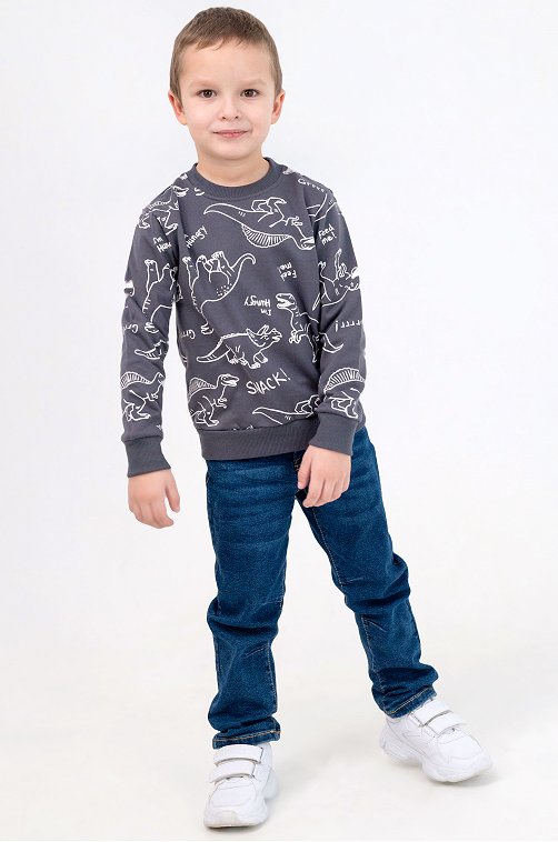 Теплый джемпер из футера двухнитки с начесом для мальчика Bonito