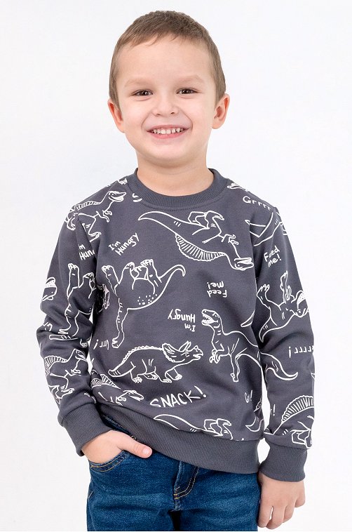 Теплый джемпер из футера двухнитки с начесом для мальчика Bonito