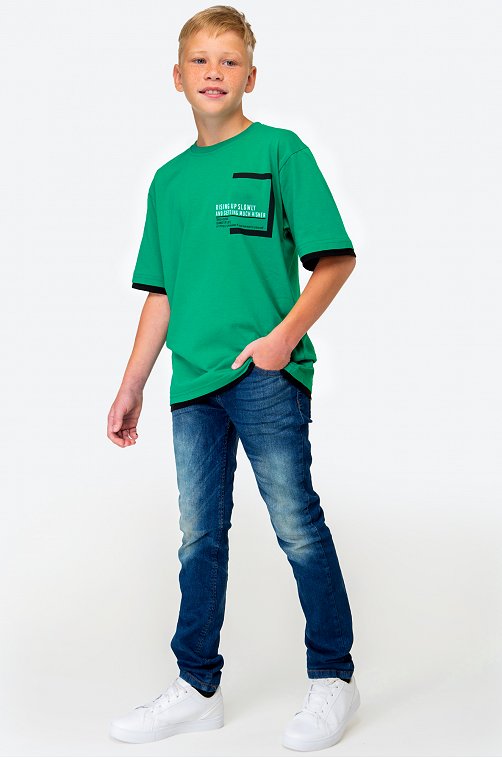 Футболка оверсайз из хлопка для мальчика First Kids