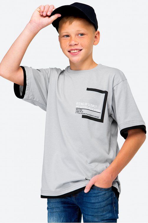 Футболка оверсайз из хлопка для мальчика First Kids
