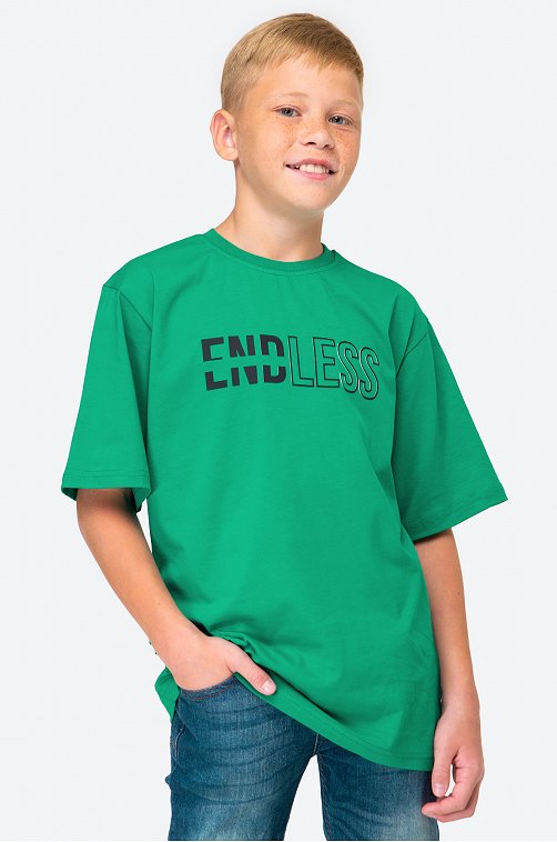 Футболка оверсайз из хлопка для мальчика First Kids