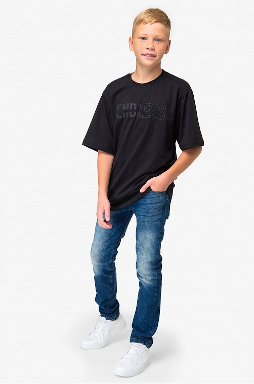 Футболка оверсайз из хлопка для мальчика First Kids