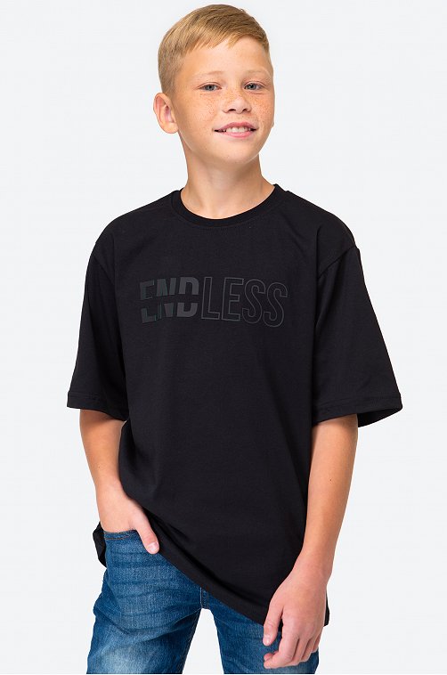 Футболка оверсайз из хлопка для мальчика First Kids