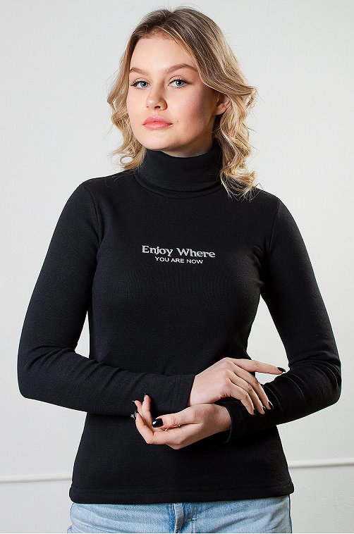 Водолазка женская утепленная Brosko 6624969 черный купить оптом в HappyWear.ru