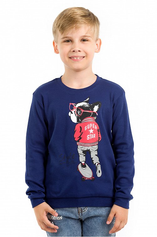 Свитшот для мальчика Baby Style 6677455 синий купить оптом в HappyWear.ru