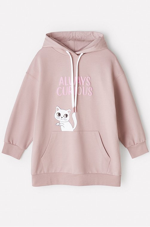 Худи для девочки с капюшоном и карманом-кенгуру Crockid