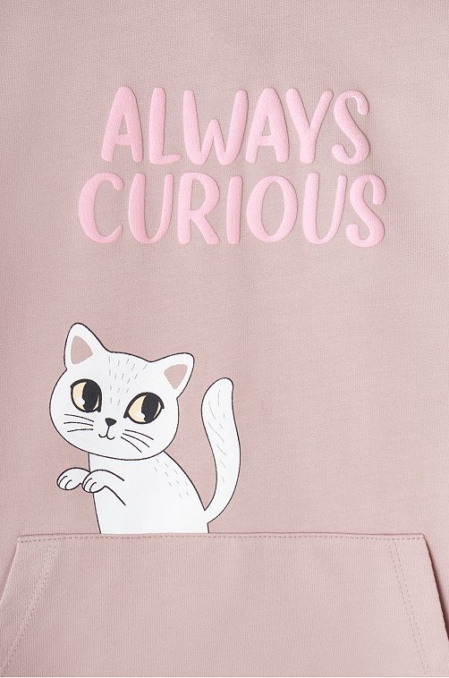 Худи для девочки с капюшоном и карманом-кенгуру Crockid