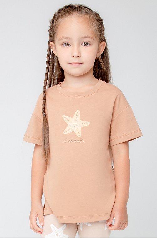 Хлопковая футболка для девочки Crockid
