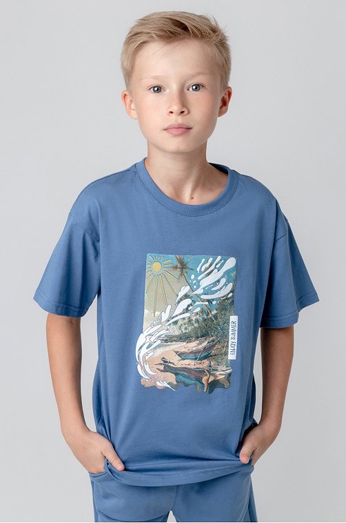 Хлопковая футболка оверсайз для мальчика Crockid