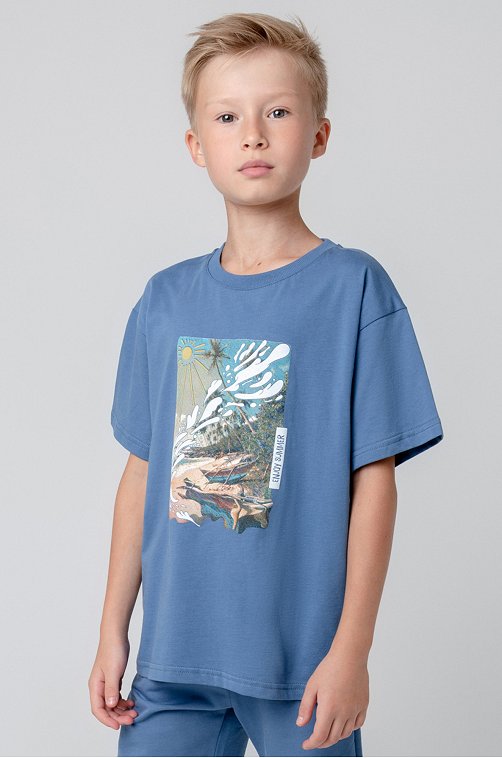 Хлопковая футболка оверсайз для мальчика Crockid