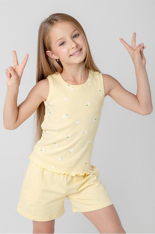 Майка в рубчик из кашкорсе для девочки Crockid